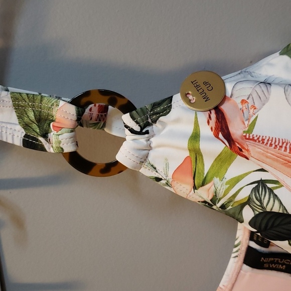 NipTuck NWT Birds and Floral Pattern Swimsuit with Tortoiseshell Ring Detail - Picture 7 of 7